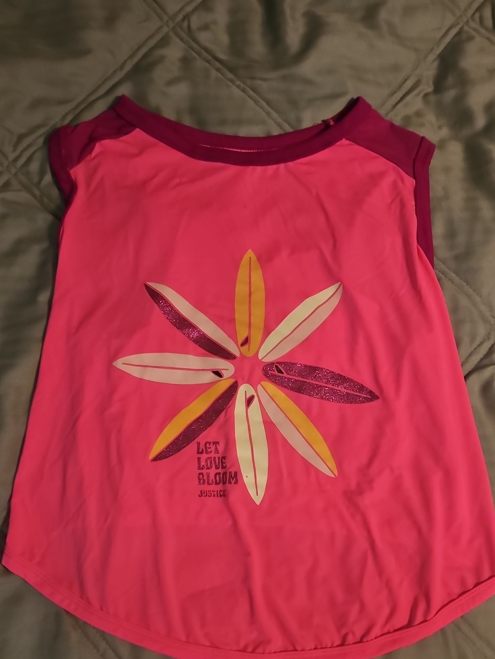 Justice Pet Pink "Let Love Bloom" Cooling Dog Tee Shirt Size Large